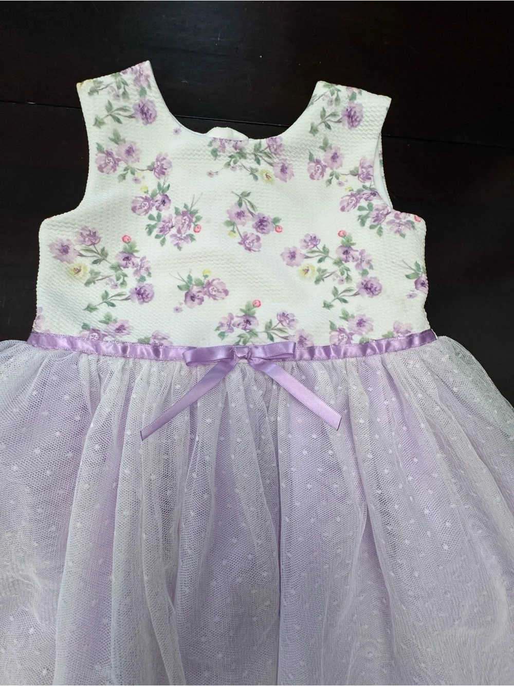 Blueberi Boulevard Girls Floral Dress and Coat Set in White and Lavender Size 6